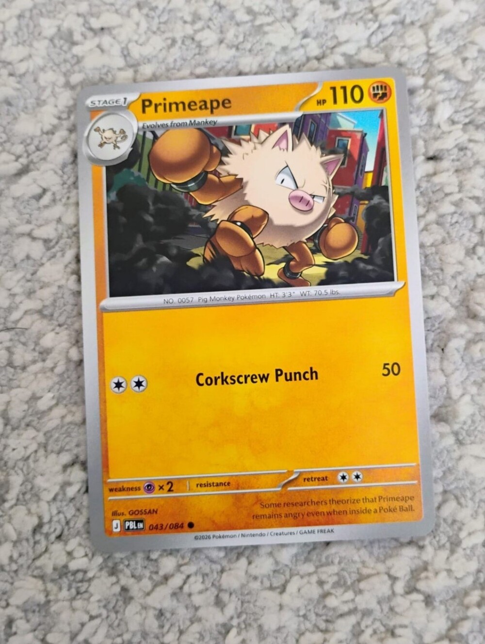 POKEMON TCG Card Primeape Pitch Black 043/084 PZ